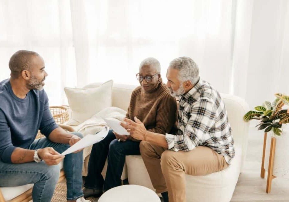 Care Manager and older adults going over care plan